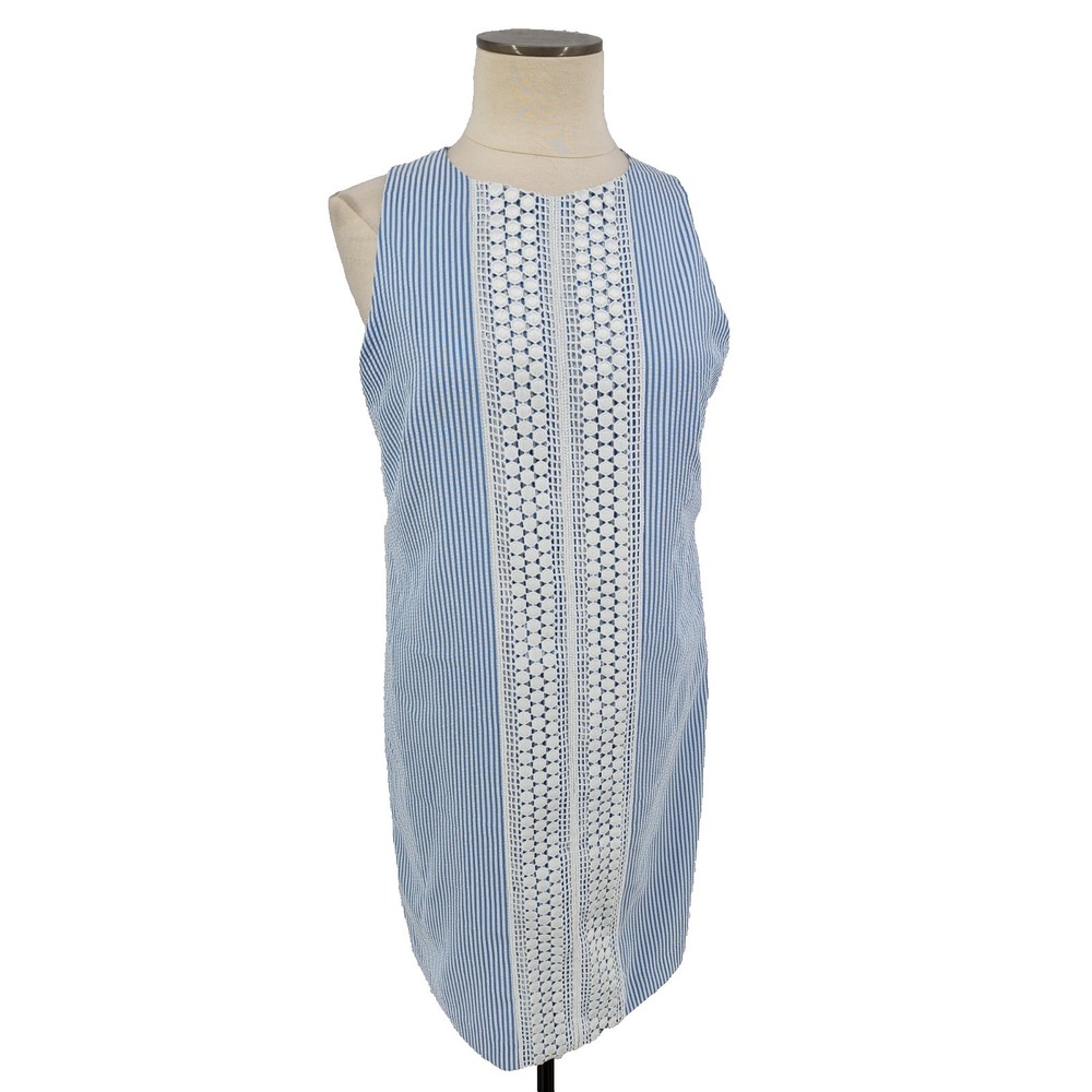 London Times Gingham Summer Dress Size 10 Lace Preppy Midi Chic Vacation Beach